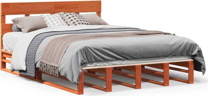 Immagine prodotto VidaXL Letto in legno massiccio Letto in legno Letto pallet con testiera 140x190cm pino (140 x 190 cm)