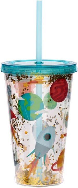 Produktbild Puckator Space Cadet Weltraum doppelwandiger wiederverwendbarer Becher mit Strohhalm & Deckel 500ml