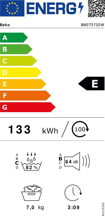 Energie-Label Beko BM3T3722W (7 kg, Rechts)