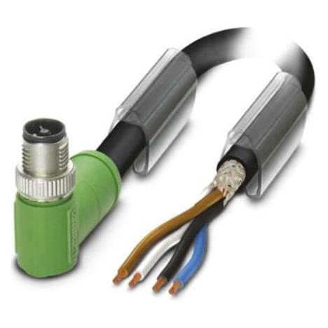 Phoenix Contact M12 SAC kabel, afgeschermd, T-gecodeerd, 4-pos., Kabels + Stekkers, Zwart
