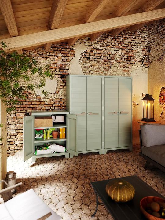 Produktbild Keter Planet Outdoor Opbergkast laag - 1 plank - 44x80x100cm - Lichtgrijs/Zwart