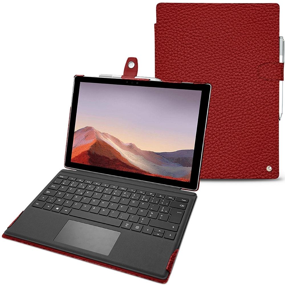 Noreve Lederschutzhülle (Microsoft Surface Pro 7), Tablet Hülle, Rot