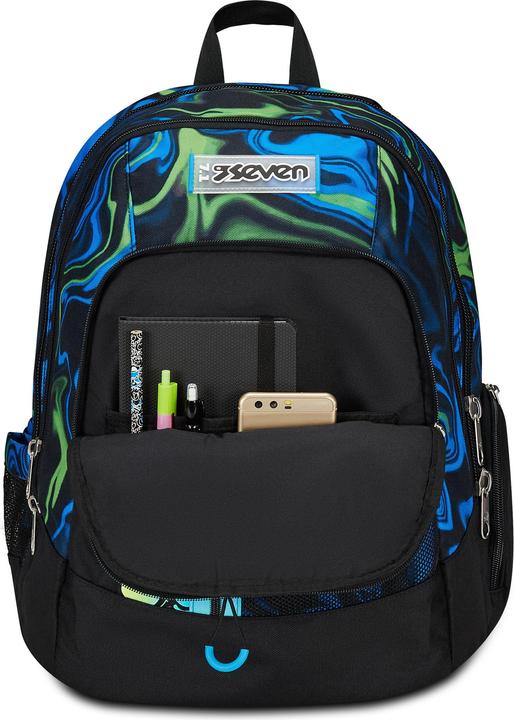 Actual product image Seven Advanced School Backpack, Black Blue, Multi-Shade Boy, Double Compartment Backpack with Wirele (3.20 l)