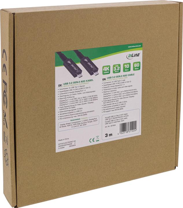 Actual product image InLine USB 3.2 Gen.2 AOC Cable (10 m, USB 3.2 Gen 2)