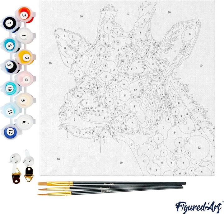 Immagine prodotto Figured'Art Mini Kit da Dipingere con i Numeri con Cornice - Giraffa Pop Art astratta