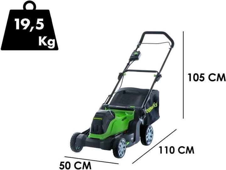 Actual product image Greenworks G48LM41ST25K2X Set AkkuRasenmäher AkkuRasentrimmer48V, 2x 24V2Ah (Rechargeable battery operated)