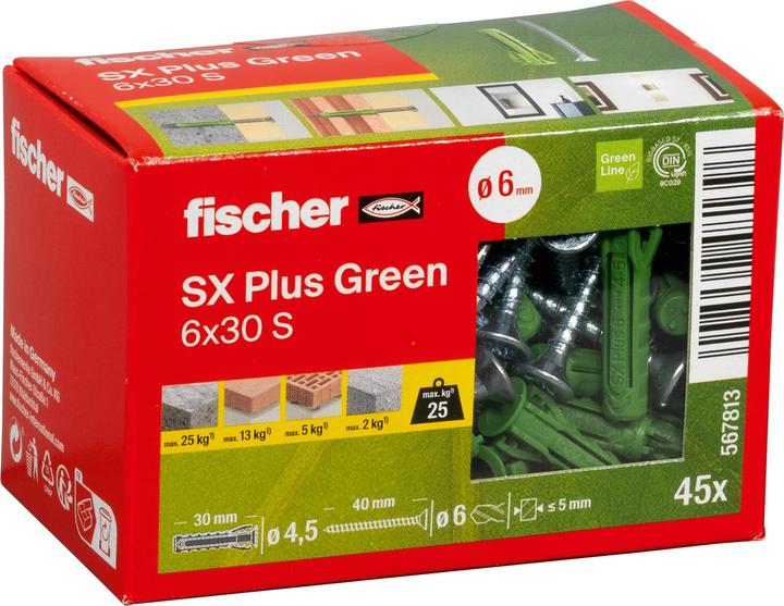 Produktbild Fischer Dübel SX Plus Green 6x30 S (45 Stk.)