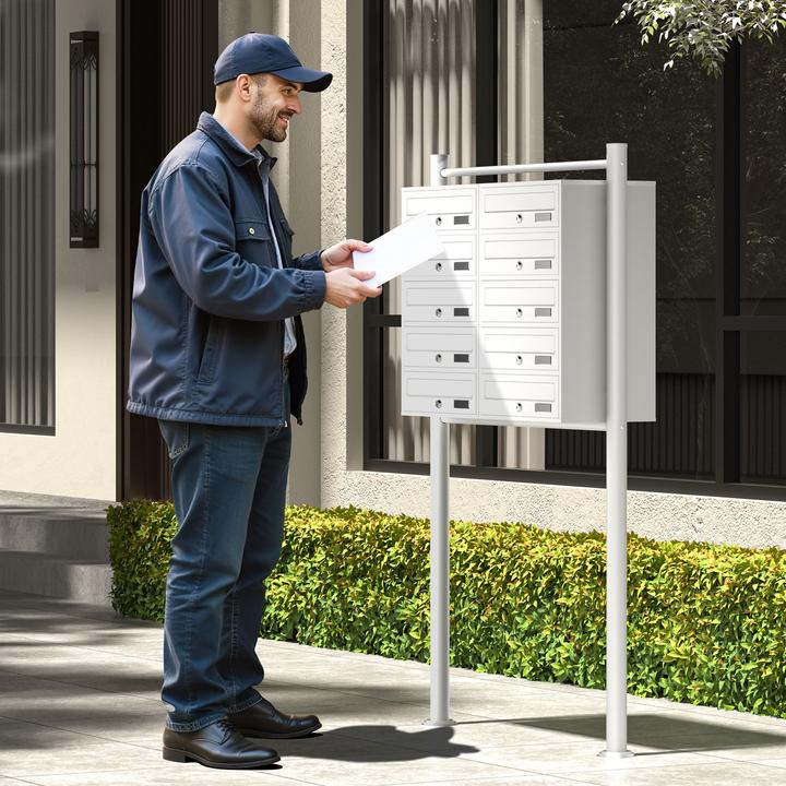 Produktbild Wiltec 10er Briefkastenanlage weiss 2x5 Fächer Standbriefkasten Briefkasten Post