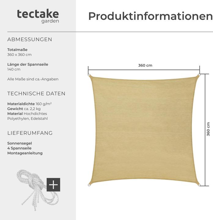 Actual product image tectake Awning (360 x 360 cm)