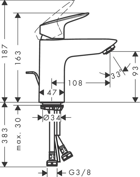 Immagine prodotto hansgrohe Miscelatore monocomando per lavabo Logis 100 con scarico a scomparsa in metallo