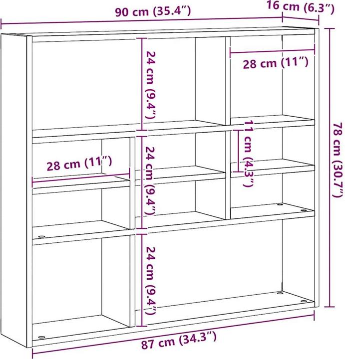 Actual product image vidaXL Wandregal (90 x 16 x 78 cm)