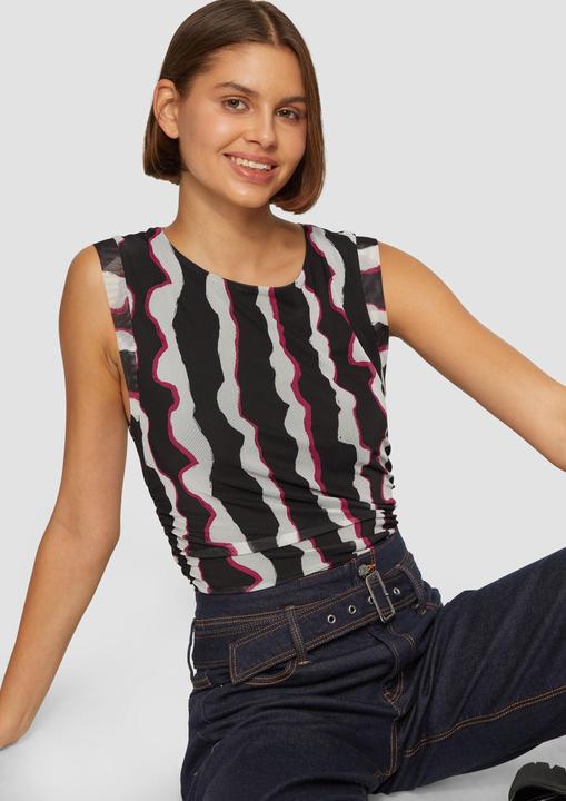 Actual product image S.Oliver T-Shirt Mesh-Top mit seitlichen Raffungen (46)
