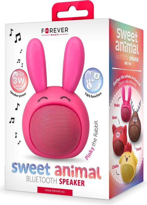 Produktbild Forever Bluetooth-Lautsprecher Sweet Animal Rabbit Pinky pink ABS-100 (6 h, Akkubetrieb)
