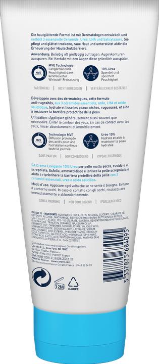 Produktbild CeraVe SA Urea Glättende Feuchtigkeitscreme bei trockener, rauer und unebener Haut am Körper (Körpercreme, 177 ml)