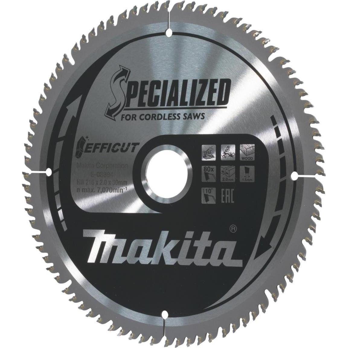Makita, Sägeblatt, E-08894 T.C.T. pjūklas 216X30X2,0MM, Z-80 EFFICUT