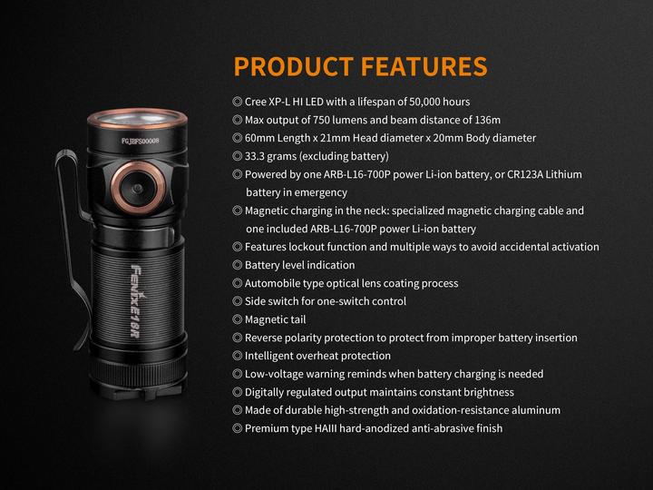 Immagine prodotto Fenix E18R (6.60 cm, 750 lm)