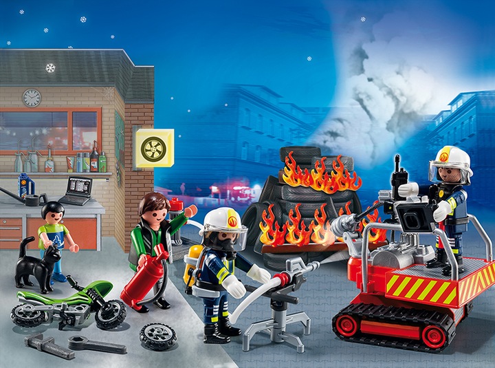 Actual product image Playmobil Advent calendar "Fire Fighters" with card game