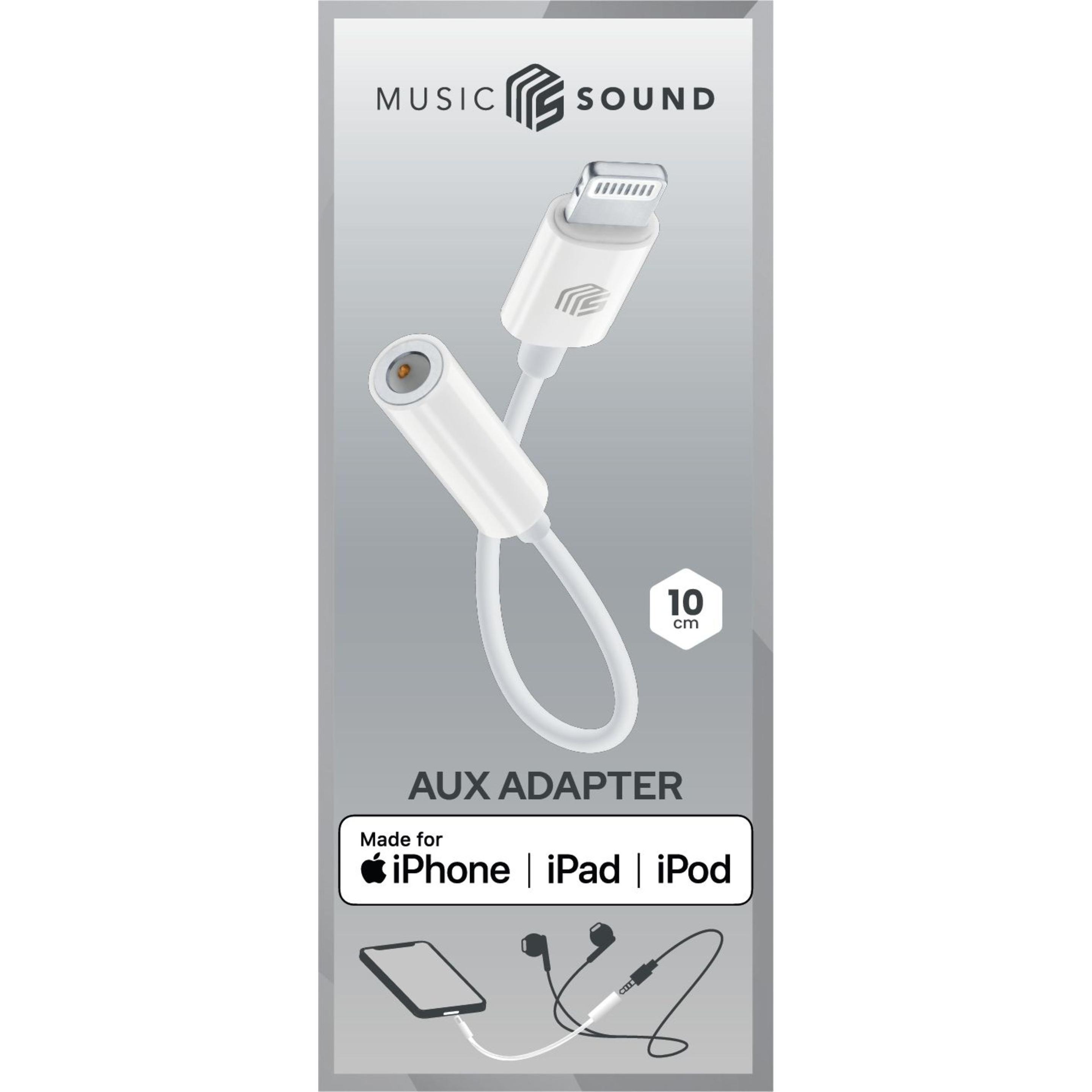 Thumbnail - Music Sound Cellularline MFI Audio Cable 3,5mm Klinkenanschluss/ Lightning White (0.10 m), Audio Kabel