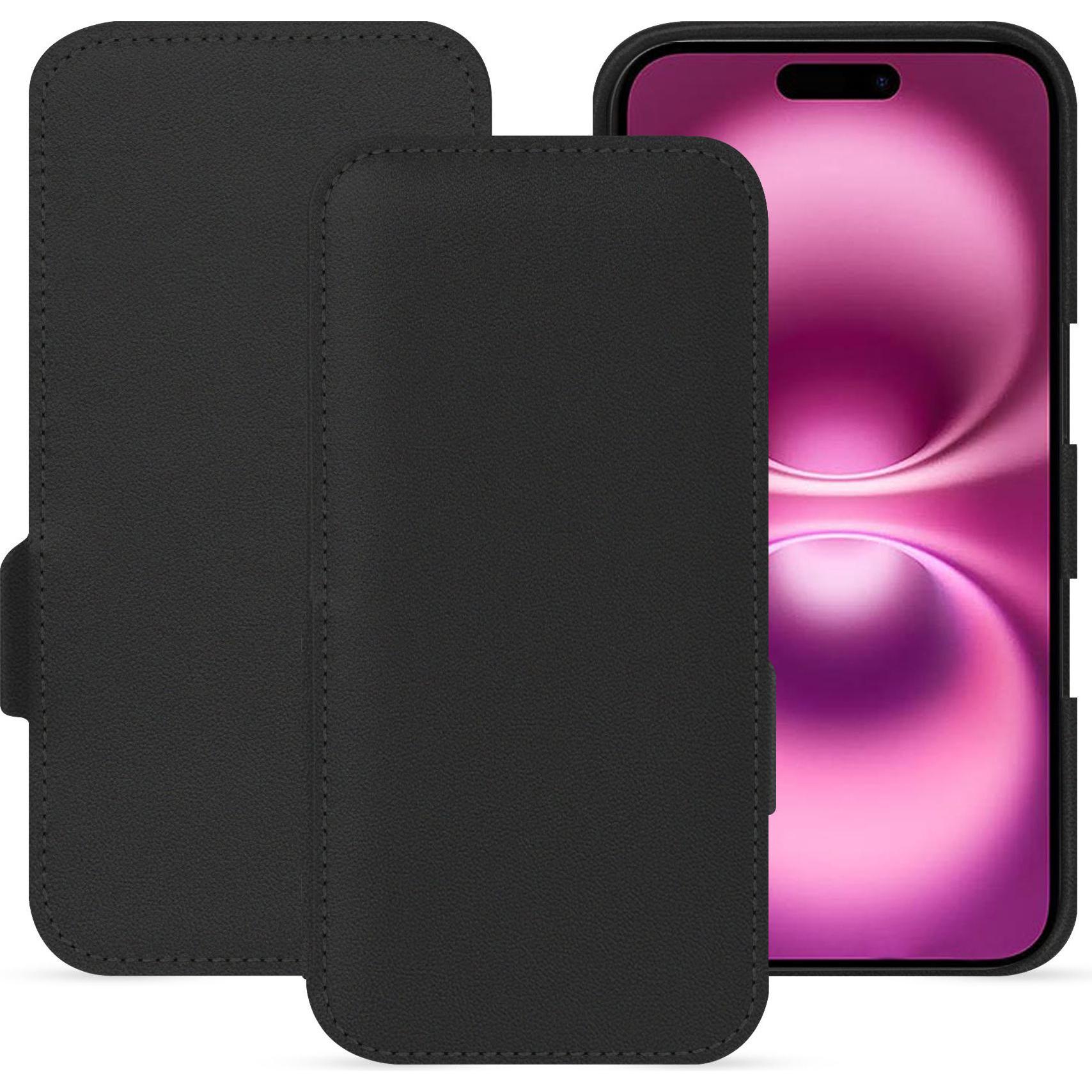 Noreve Lederschutzhülle horizontal (Apple iPhone 16 Plus), Smartphone Hülle, Schwarz