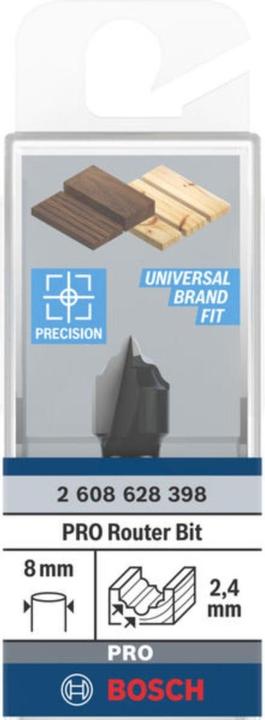 Produktbild Bosch Professional Zubehör Kantenformfräser H, 8 mm, R1 2,4 mm, D 12,7 mm, L 12,4 mm, G 46 mm