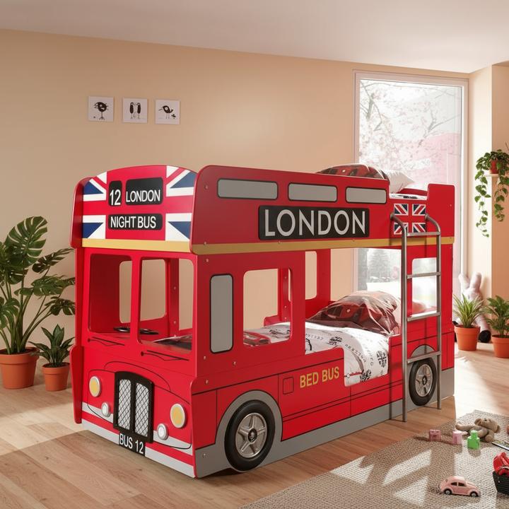 Image du produit Vipack Lit superposé London Bus (90 x 200 cm)