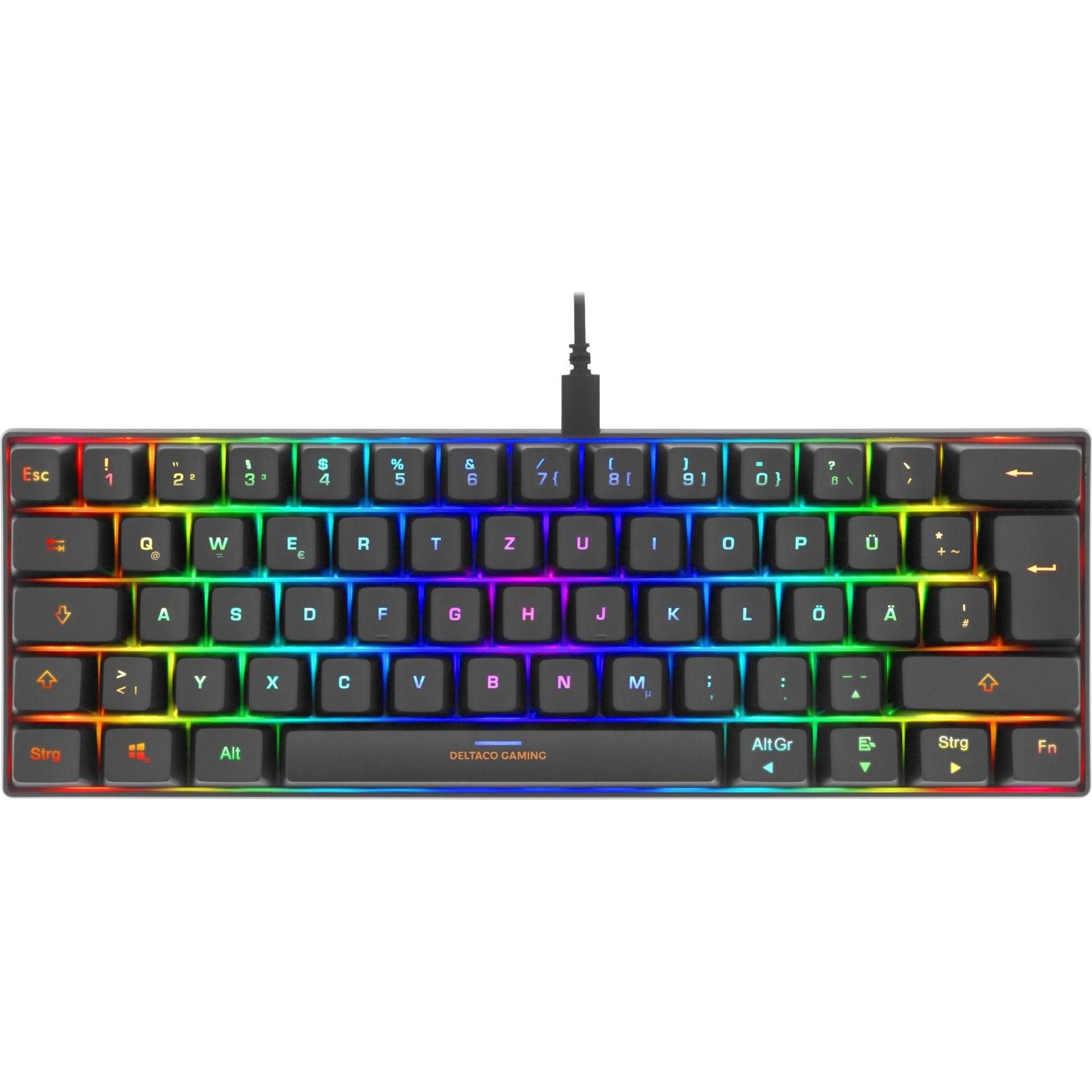 Deltaco Gaming GAM-075 (DE, Kabelgebunden), Tastatur, Schwarz