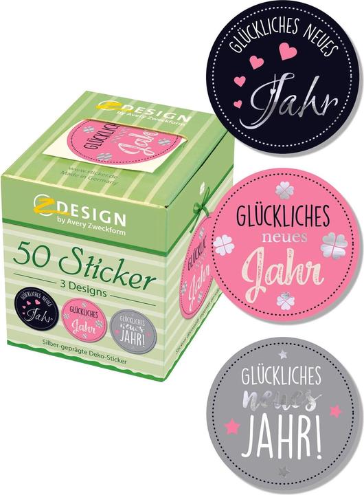 Immagine prodotto Avery Adesivo su rotolo Anno Nuovo 50 pezzi Grigio/Rosa/Nero
