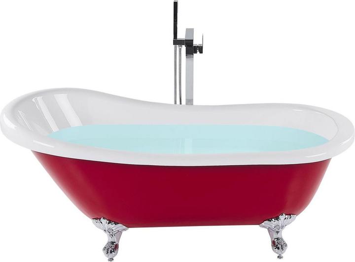 Actual product image Beliani Bathtub freestanding red oval 170 x 76 cm CAYMAN (246 l, 170 cm, 80 cm)