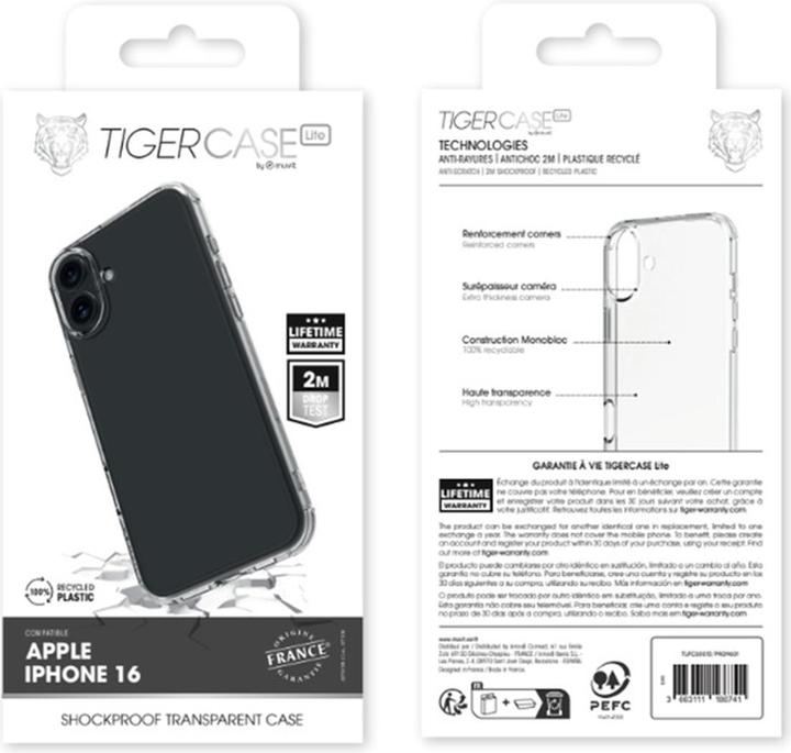 Immagine prodotto Tiger France Custodia Tiger Lite France Coque Trasparente 2m Iphone 16 (Apple iPhone 16)