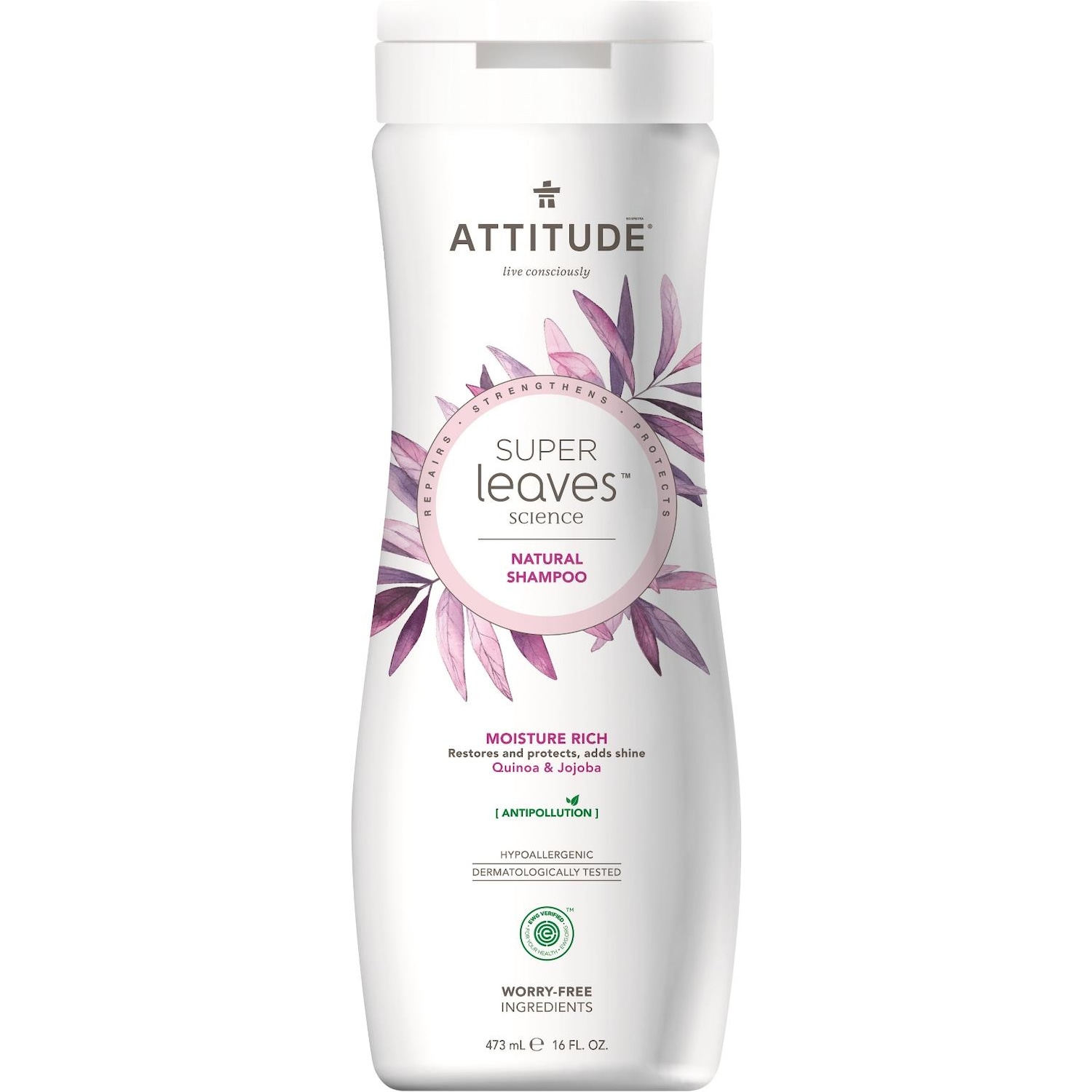 Attitude, Shampoo, Super Leaves Moisture Rich (473 ml, Flüssiges Shampoo)