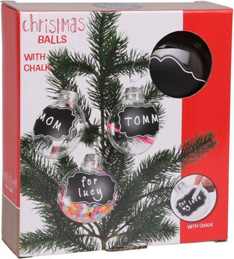 Actual product image Transparent Christmas baubles with chalk labels, 5 pieces. (5 x)