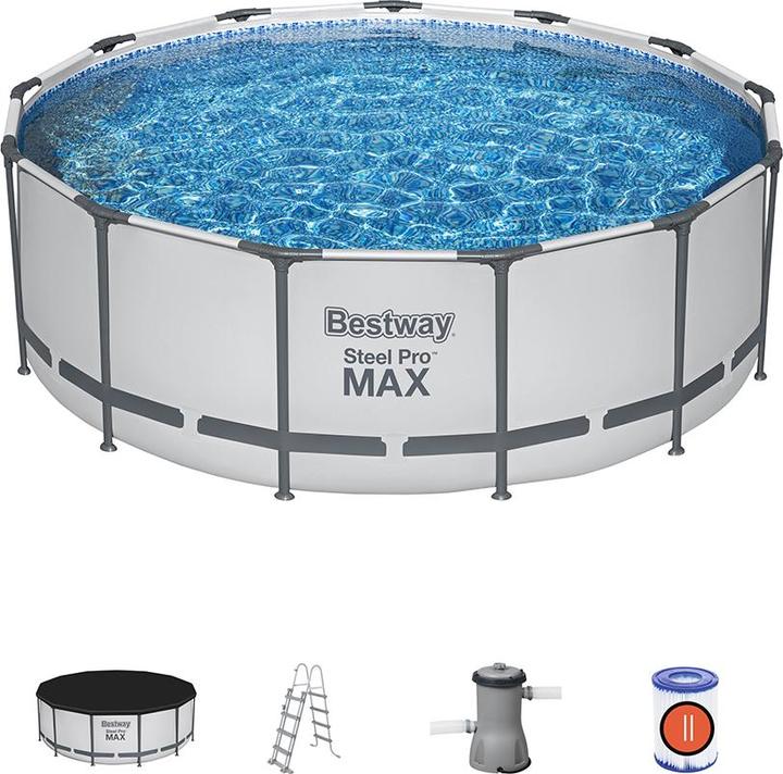 Produktbild Bestway ® Steel Pro MAX™ Frame Pool Kompl ett-Set 396 x 122 cm, rund (3960 x 1220 mm)
