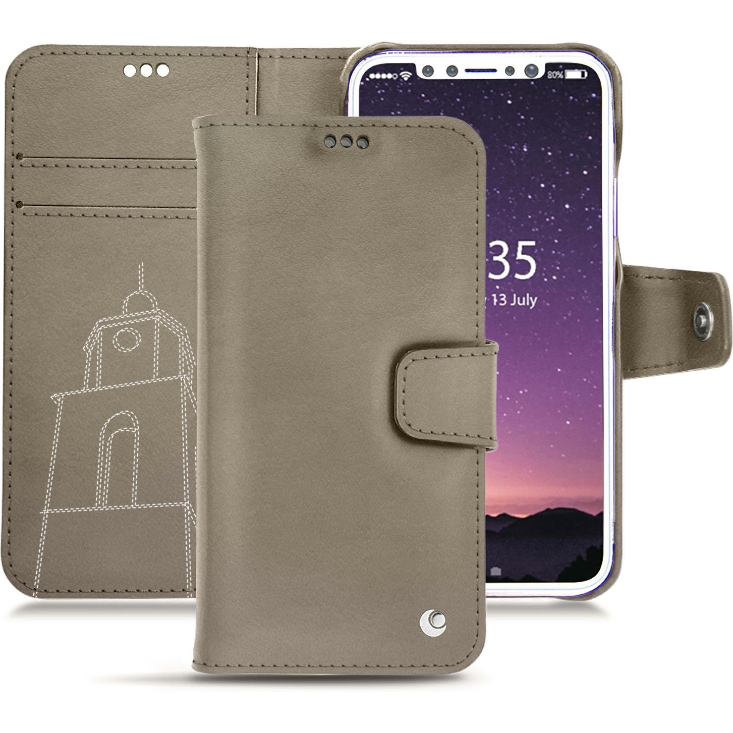Noreve Lederschutzhülle Wallet (Apple iPhone X), Smartphone Hülle, Beige