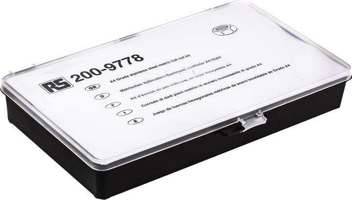 Produktbild RS PRO Muttern Sortiment A4 M3 - M12 (M10, M12, M3, M4, M5, M6, M8)