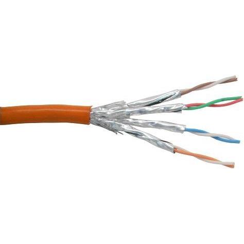 InLine Patchkabel Cat.6 S/FTP/PIMF AWG27 PVC orange 100m zum Konfektionieren (S/FTP, CAT6, 100 m), Netzwerkkabel