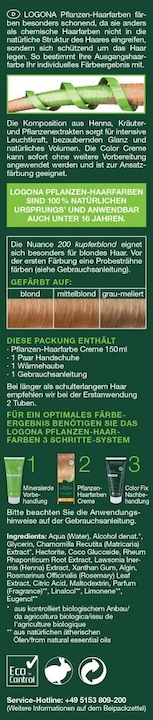 Immagine prodotto Logona Crema colorante per capelli vegetale (200 biondo rame)