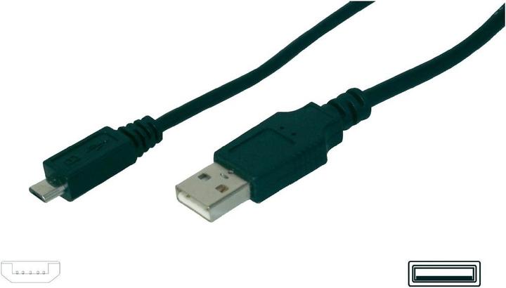 Image du produit Digitus USB A - USB Micro B (1 m, USB 2.0, 2.50 W)