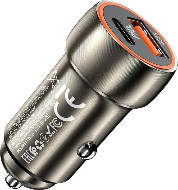 Produktbild Hoco Z46A, 20W, 3A, 1 x USB-A - 1 x USB-C, Grey