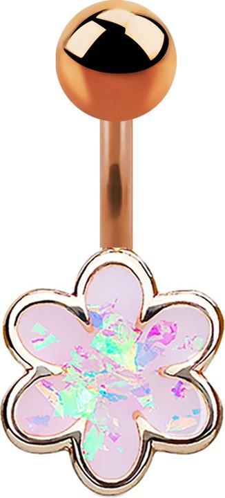 Image du produit Star Piercing Banane or rose Fleur avec opale blanche (Laiton, Acier chirurgical 316L)