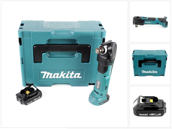 1x Makita DTM 51 18V Li-ion Akku Multifunktion Werkzeug, 1x BL 1815 N 18V - 1,5 Ah Li-Ion Akku, 1x Makita MAKPAC 3 Systemkoffer, 1x Universal Schaumstoffeinlage für Makpac, ohne Ladegerät
