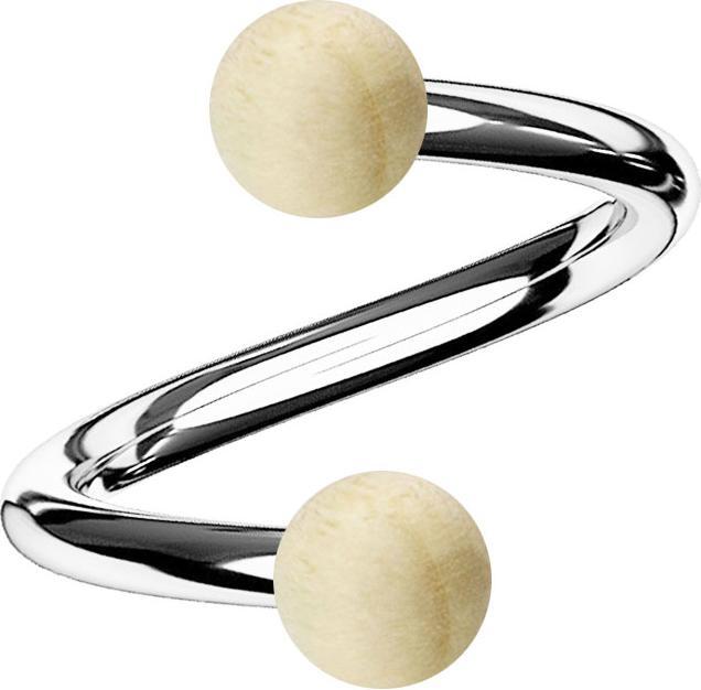 Immagine prodotto Star Piercing Spirale d'argento con due sfere di legno di coccodrillo (senza ottone, Organico, Acciaio chirurgico 316L)