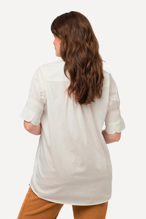 Immagine prodotto Ulla Popken Maglia in cotone biologico con colletto da camicia e mezze maniche a punto smock (54)