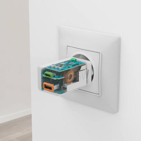 Image du produit Hama Chargeur rapide, 1x USB-C PD, 1x USB-A QC, mini-chargeur, 45 W, blanc (45 W)