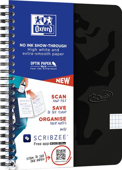 Actual product image Oxford Touch Notebook A5 squared 5 mm soft touch cover twin-wire 180 pages (A5, Checked)