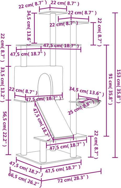 Produktbild vidaXL Silvanus (153 cm, Dunkelgrau)