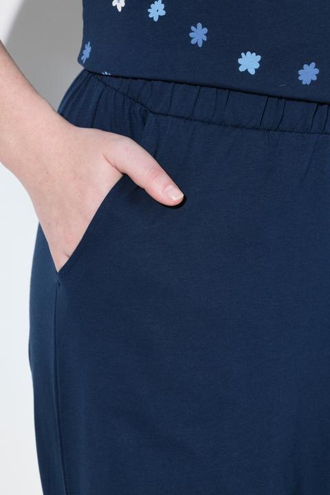 Image du produit Ulla Popken Pyjama 2 pièces, pantalon + haut à fleurs avec broderie, décolleté rond et manches courtes (42, 44)