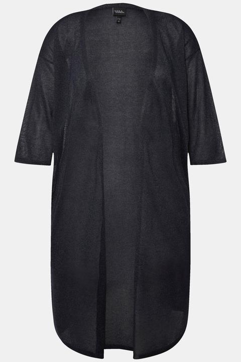 Produktbild Ulla Popken Strickjacke, Glitter, offene Form, V-Ausschnitt (54)