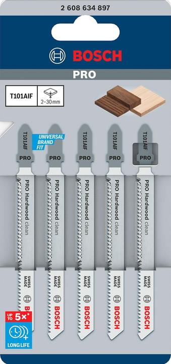 Produktbild Bosch Professional Zubehör PRO Hardwood clean T101AIF Stichsägeblatt, 100 mm, 5-tlg.