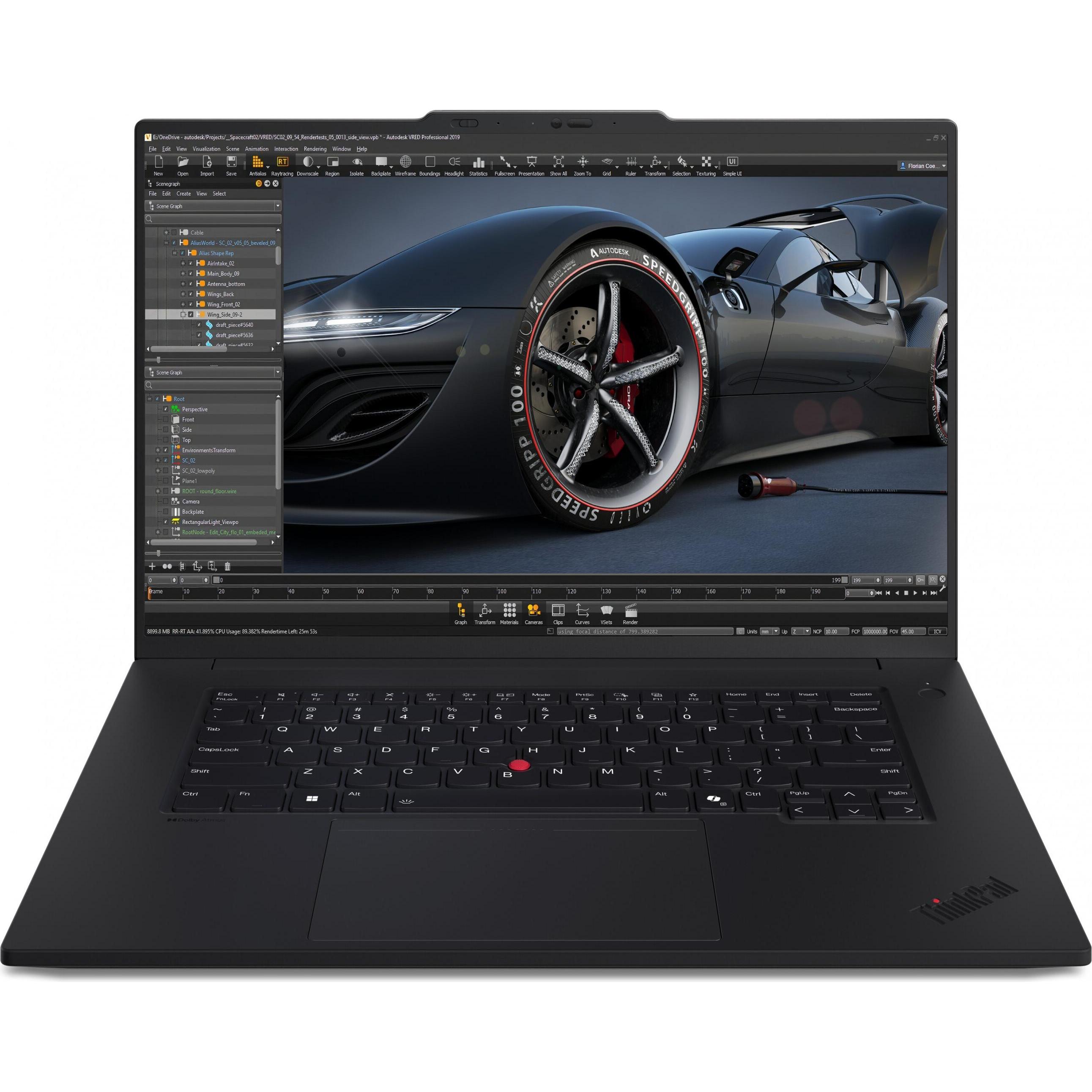 Lenovo ThinkPad P1 Gen 7 (16", Intel Core Ultra 9 185H, 64 GB, 2000 GB, DE), Notebook, Schwarz