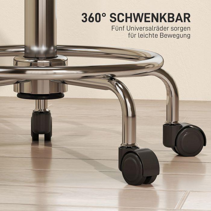 Actual product image Swisshandel24 Rollhocker höhenverstellbar mit Rückenlehne Drehhocker 59-75 cm Arbeitshocker